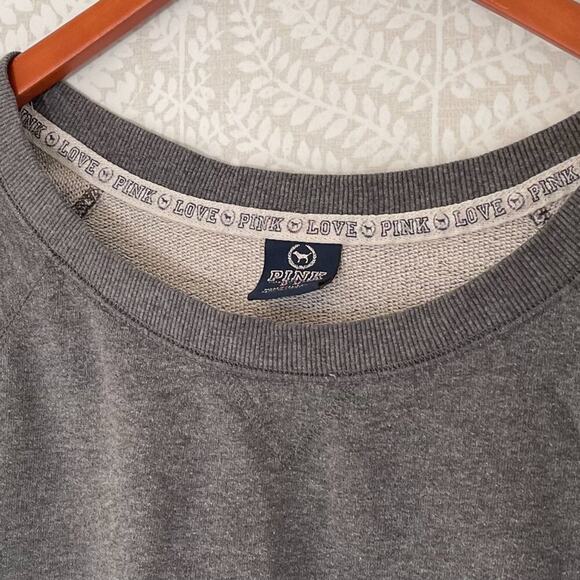 Victoria's Secret PINK Round Neck 3/4 Sleeve Gray Sweatshirt, Dog / PINK logo, M - Picture 7 of 12
